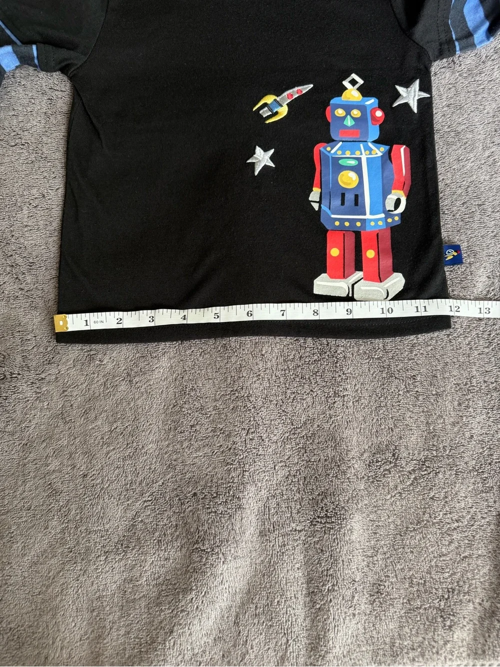 ❤️$2 with Bundle! Black Long-Sleeve Sleep Tee with Robot Graphic